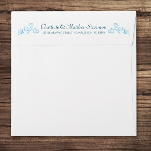 Enveloppe Élégant Mariage d'illustration florale bleu intemp