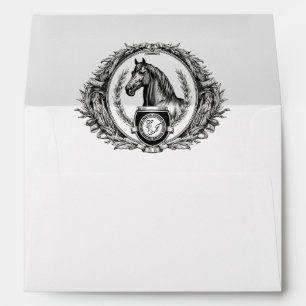Enveloppe Élégant Mariage Equestre Formel Monogram Crest