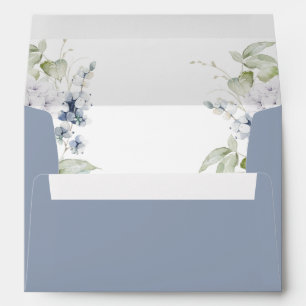 Enveloppe Elégant Mariage floral bleu et blanc Dusty