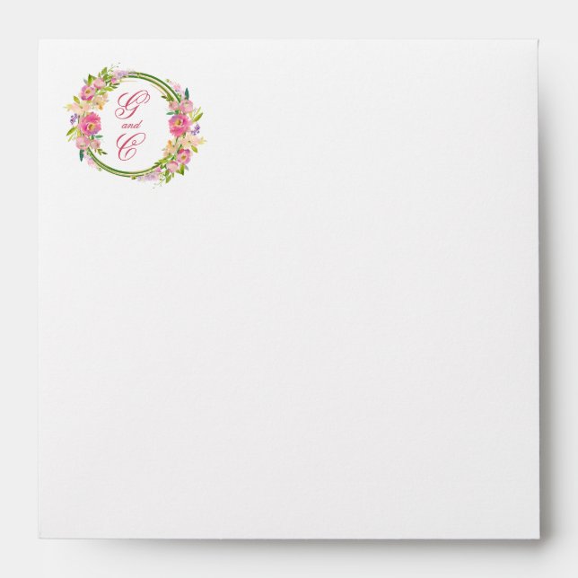 Enveloppe Élégant Mariage Floral Boho de printemps pré-impri (Devant)