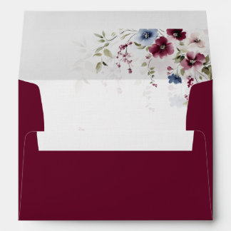 Enveloppe Élégant Mariage floral Bourgogne Adresse de retour