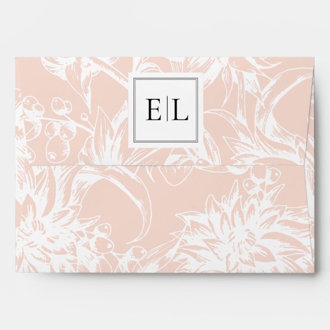 Enveloppe Élégant Mariage floral brillant Monogram (Dos (Haut rabat))