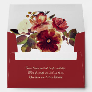 Enveloppe Élégant Mariage Floral de Chute Orange Brûlée