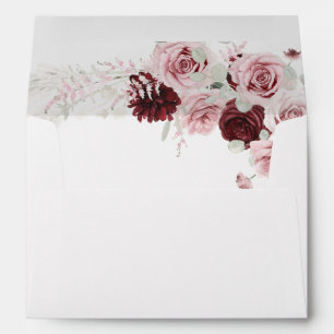Enveloppe Élégant Mariage floral de Roses roses roses blanch