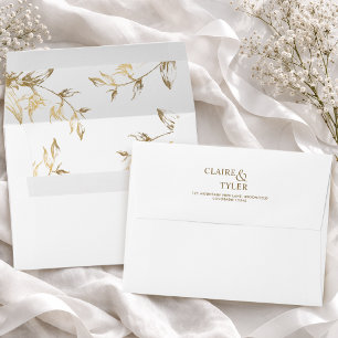 Enveloppe Élégant mariage floral formel blanc et or