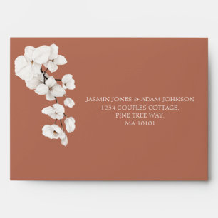Enveloppe Élégant Mariage floral Orchidée blanche en terre c