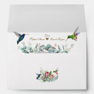 Enveloppe Élégant Mariage Floral Rose-Blanc Adresse de retou