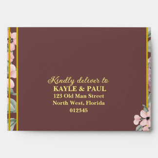Enveloppe Élégant Mariage floral rose de Bourgogne