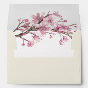 Enveloppe Élégant Mariage floral rose fleur de cerisier