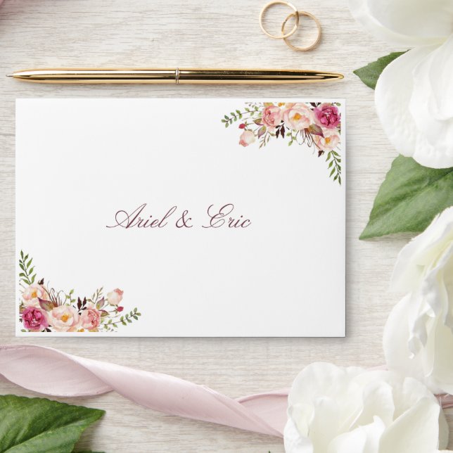 Enveloppe Élégant Mariage floral rose pâle (Wedding)
