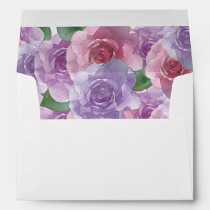 Enveloppe Élégant Mariage Floral rose pourpre