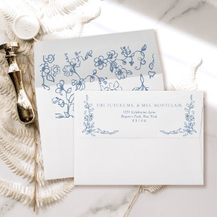 Enveloppe Élégant Mariage Floral victorien Adresse de retour