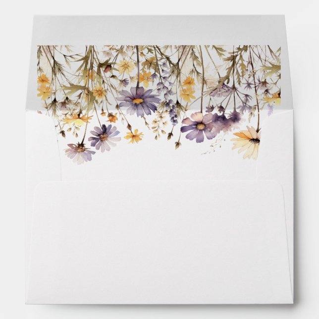 Enveloppe Élégant Mariage floral violet clair (Dos (Bas))