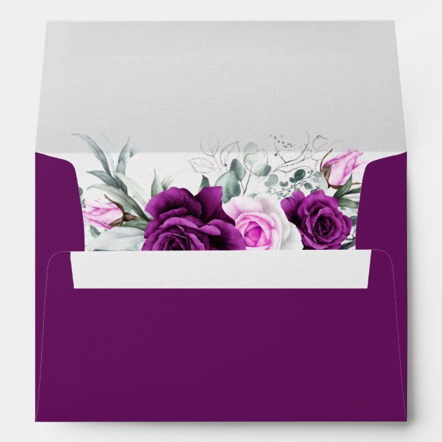 Enveloppe Élégant Mariage géométrique violet rustique (Dos (Bas))