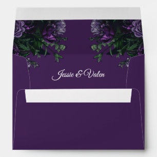Enveloppe Élégant mariage gothique floral pourpre