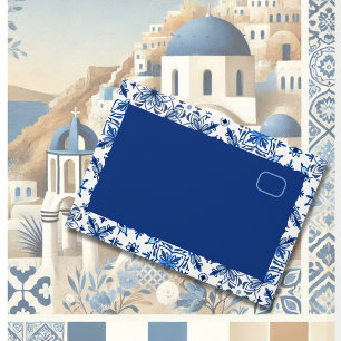 Enveloppe Elégant Mariage grec bleu et blanc