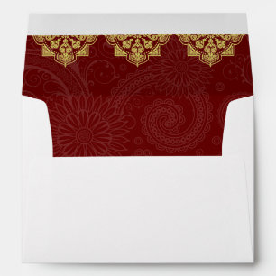 Enveloppe Élégant Mariage indien Gold & Red Ganesha