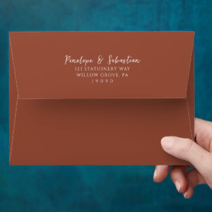 Enveloppe Élégant Mariage manuscrit Burnt Orange