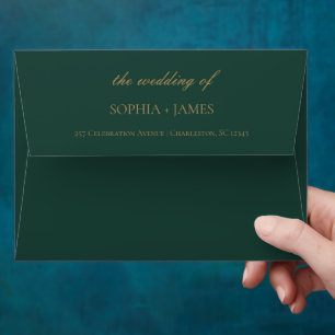 Enveloppe Élégant Mariage minimaliste Emerald Green Gold