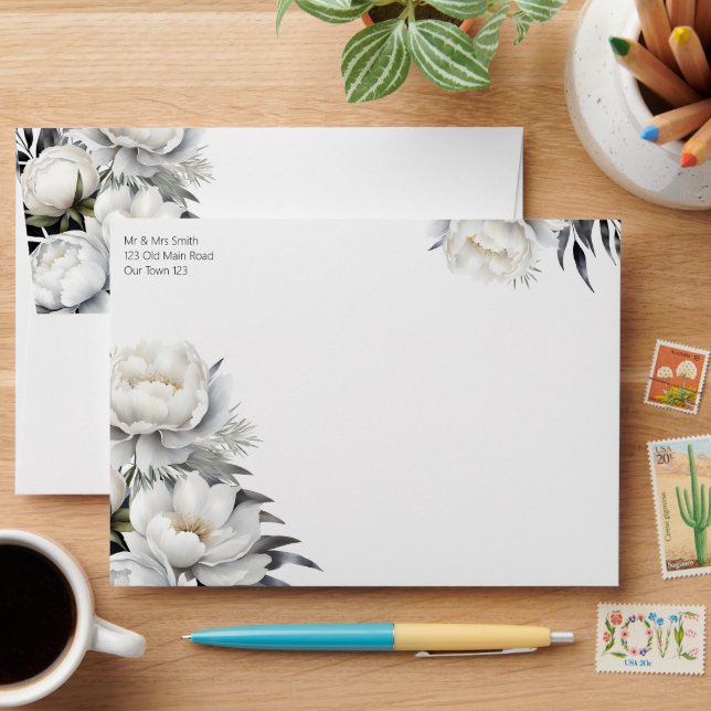 Enveloppe Élégant mariage noir et blanc (Desk)