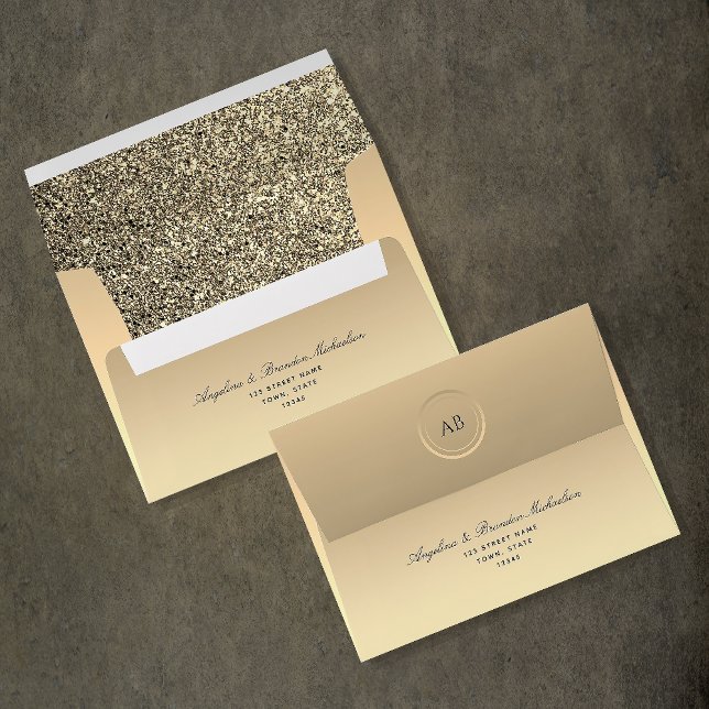 Enveloppe Élégant Mariage Parties scintillant or (Créateur téléchargé)