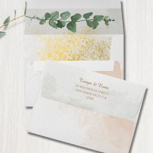 Enveloppe Elegant Mariage photo Vert & Or