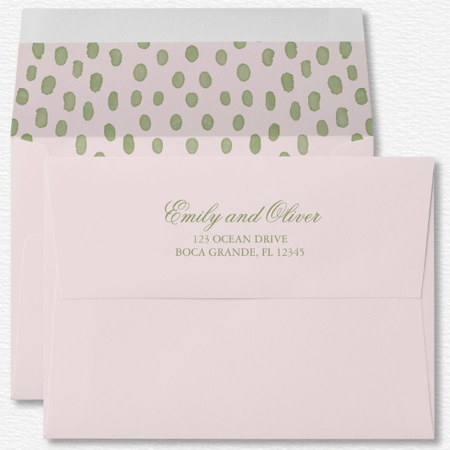 Enveloppe Élégant Mariage Pois rose (Créateur téléchargé)