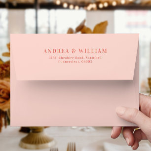 Enveloppe Élégant Mariage Rose Foncé Corail