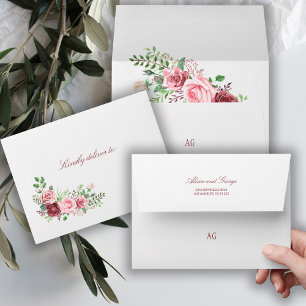 Enveloppe Élégant Mariage rose foncé et rose pâle