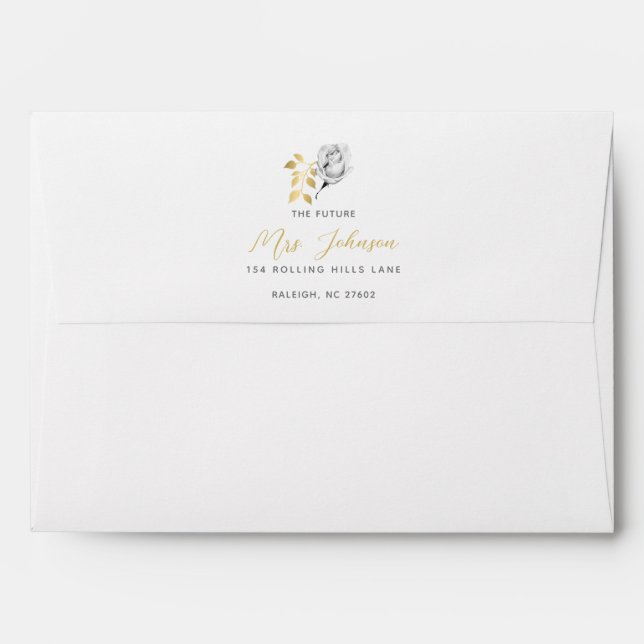 Enveloppe Élégant Mariage Rose Gold Adresse de retour Label (Dos (Haut rabat))