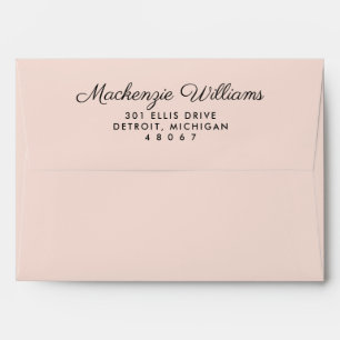 Enveloppe Élégant Mariage Rose Pâle Rayé