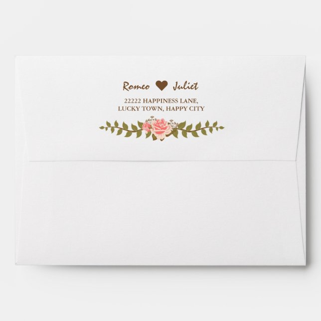 Enveloppe Élégant Mariage rose rose 5x7 (Dos (Haut rabat))