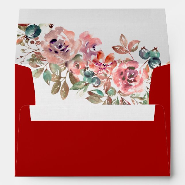 Enveloppe Elégant mariage rouge rose pâle et rustique (Dos (Bas))