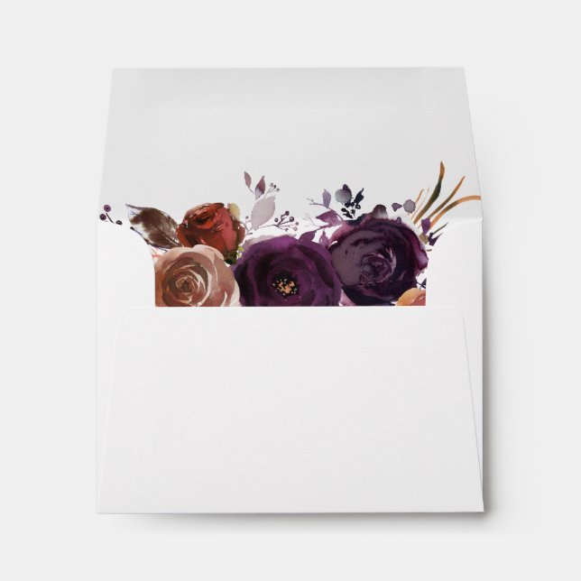 Enveloppe Élégant Mariage RSVP fleuri violet élégant (Dos (Bas))