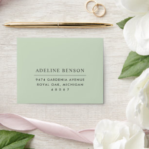 Enveloppe Elégant Mariage vert doux RSVP