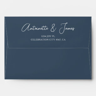 Enveloppe Élégant Marine Blue Calligraphy Adresse Mariage
