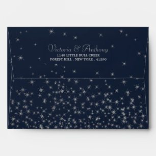 Enveloppe Elégant Marine & Vendu Falling Stars Mariage