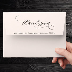 Enveloppe Élégant Merci de script préimprimé Adresse de reto