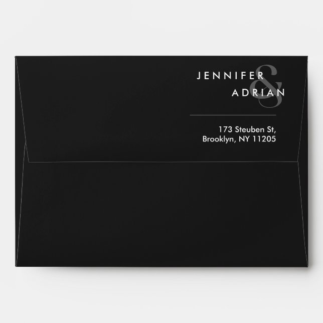 Enveloppe Élégant minimal Eerie Noir moderne Mariage Envelop (Dos (Haut rabat))