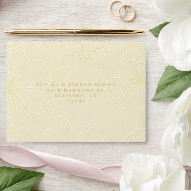Enveloppe Élégant minimaliste Monotone Mariage floral (Wedding)