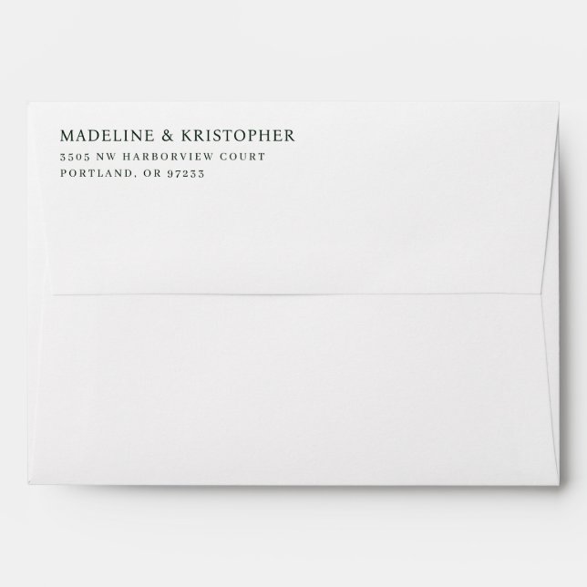 Enveloppe Élégant Minimaliste Typographique Noir (Dos (Haut rabat))