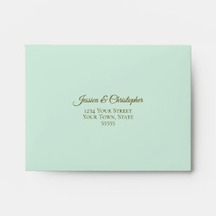 Enveloppe Elégant Mint Green avec Gold Lace Wedding RSVP