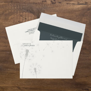 Enveloppe Élégant Moderne Mariage Pissenlit Gris Ardoise