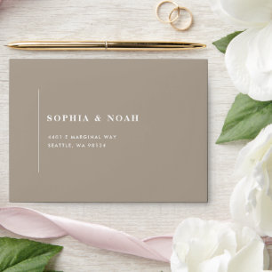Enveloppe Élégant moderne Taupe minimaliste Mariage