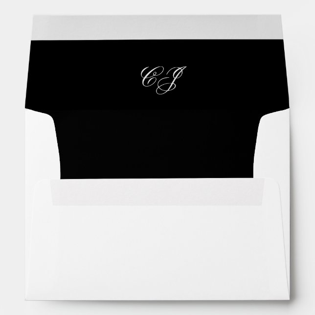 Enveloppe Elegant Monogram Black and White Wedding (Dos (Bas))