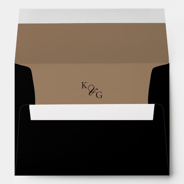 Enveloppe Élégant Monogram Black & Gold Mariage (Dos (Bas))