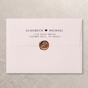 Enveloppe Élégant Monogram rose Mariage Adresse de retour