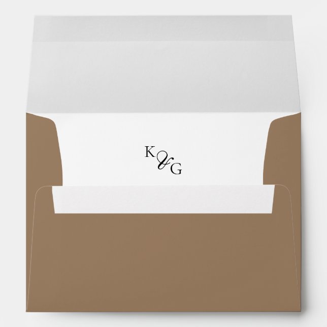 Enveloppe Élégant Monogramme Adresse de retour Or (Dos (Bas))