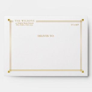 Enveloppe Élégant Monogramme bordure doré
