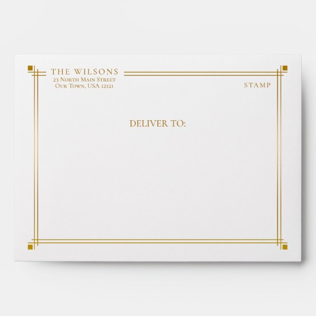 Enveloppe Élégant Monogramme bordure doré (Devant)